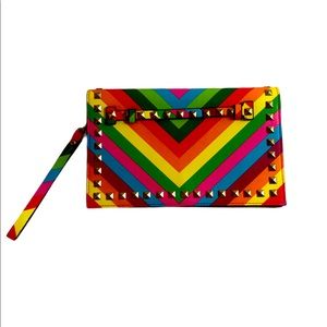 —SOLD— Rainbow Colorful Studded Large Clutch